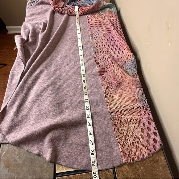 Dor Dor Couture Crochet Patchwork Poncho L  Top Large Boho Asymmetrical - Picture 9 of 9